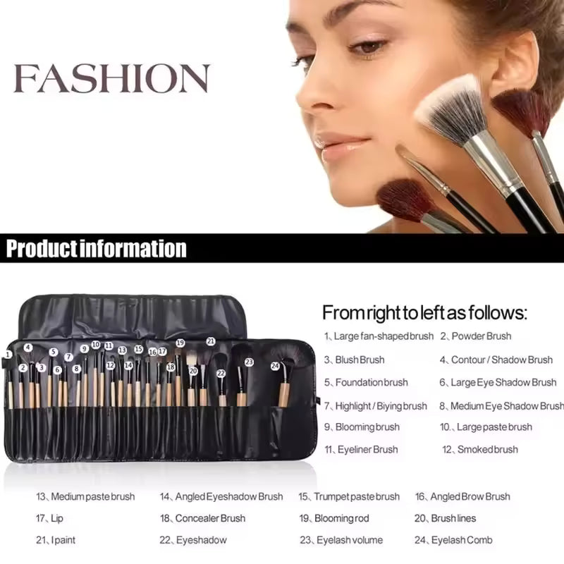 Nova ProArtistry™ 24-Piece Professional Brush Set + Travel Roll